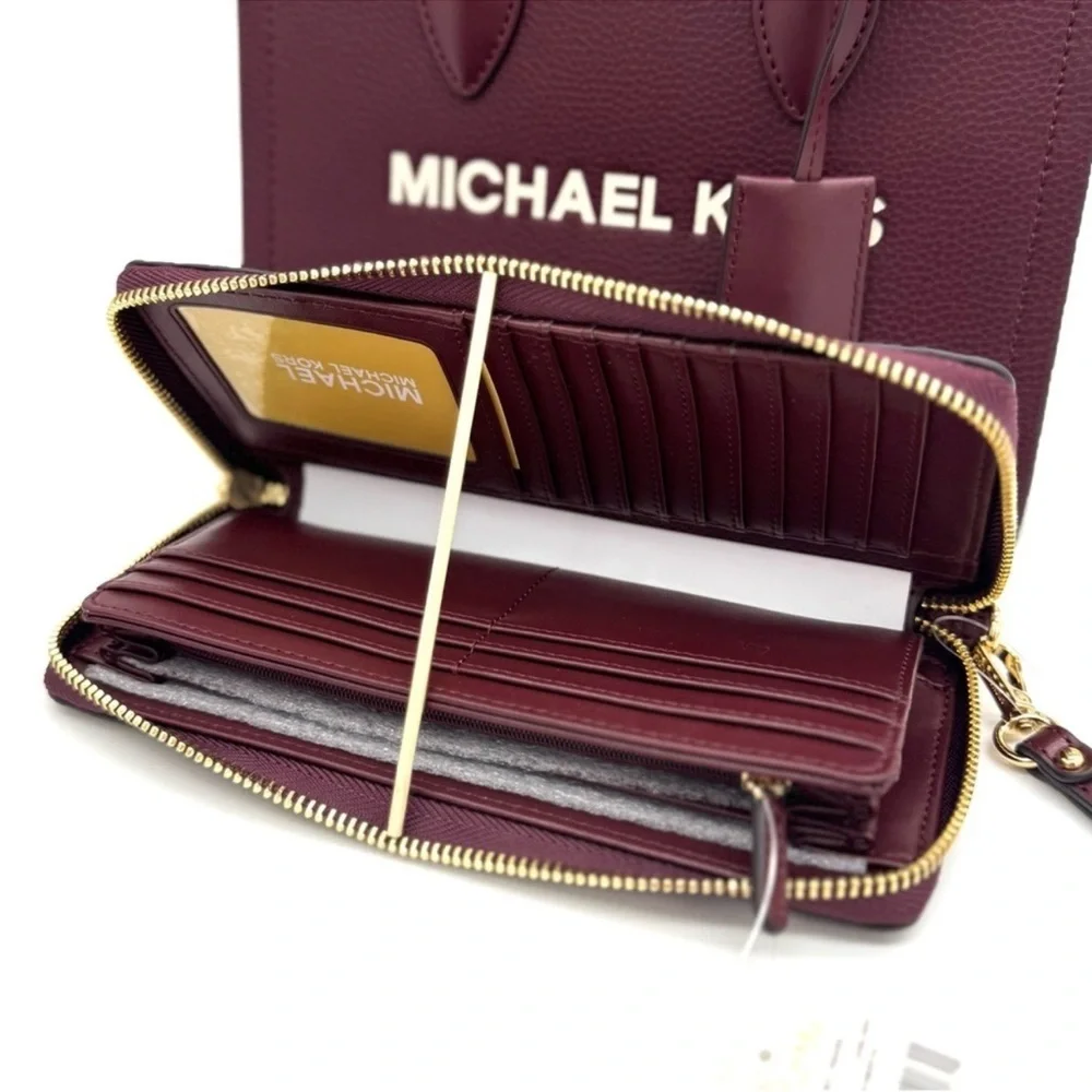 Michael Kors Mirella Small Shopper TZ Xbody Bag & Continental Wallet Ox Blood